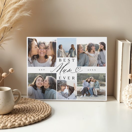 Mum Ever 最高の Mumスクリプトハートフォトコラージュ フォトプラーク
