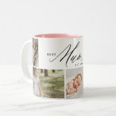 Mum Ever 最高の Script Mothers Day 5 Photo Collage ツートーンマグカップ (正面左)