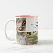 Mum Ever 最高の Script Mothers Day 5 Photo Collage ツートーンマグカップ (左)