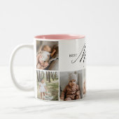 Mum Ever 最高の Script Mothers Day 7 Photo Collage ツートーンマグカップ (左)