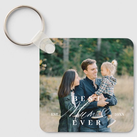 Mum Ever 最高の Script Mother's Day Photo Keepsake キーホルダー (正面)