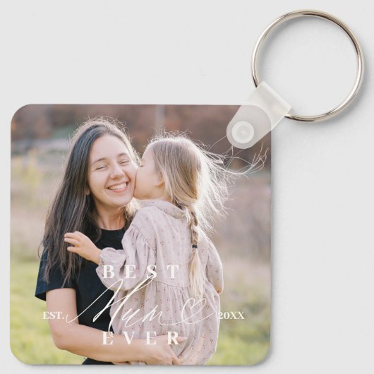 Mum Ever 最高の Script Mother's Day Photo Keepsake キーホルダー (裏面)