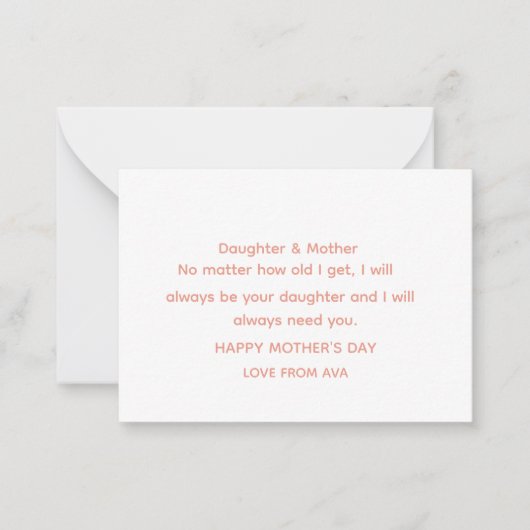 Mum Mothers Day Card from Daughter - Mother's Day ノートカード (正面)