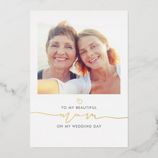 Mum of the Bride 結婚's Morning Message Photo 箔招待状 (正面)