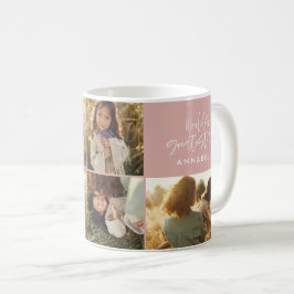 Mum Photoコラージュガーリーピンクモダンママの日 コーヒーマグカップ