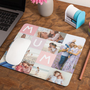 Mum Photo モダン Grid Collage Familyキープサムピンク マウスパッド