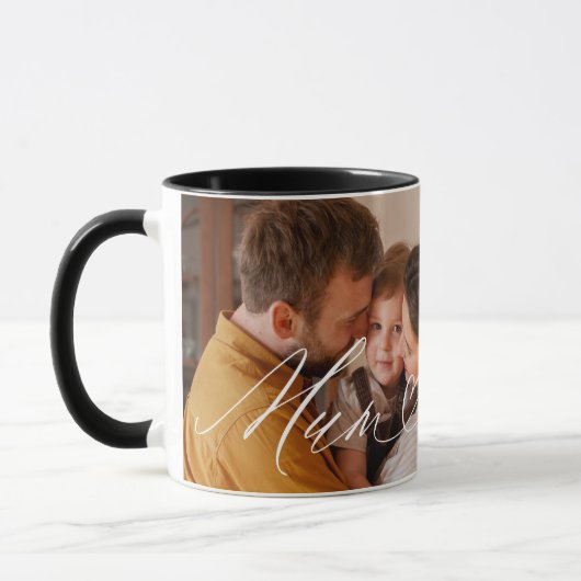 Mum Scriptハート今も写真に感謝 マグカップ (左)