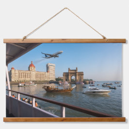 Mumbai Harbor Hanging Wall Scroll  36"x26"  吊り下げ型タペストリー