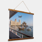 Mumbai Harbor Hanging Wall Scroll  36"x26"  吊り下げ型タペストリー (傾斜あり)