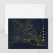 Mumbai India City Map Minimal Design ポストカード (正面/裏面)
