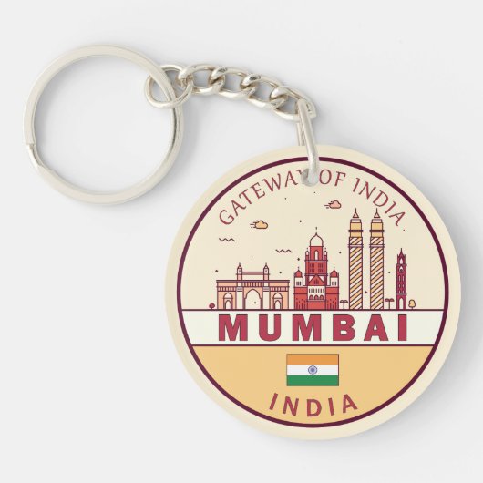 Mumbai India City Skyline Emblem キーホルダー (正面)