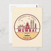 Mumbai India City Skyline Emblem ポストカード (正面/裏面)