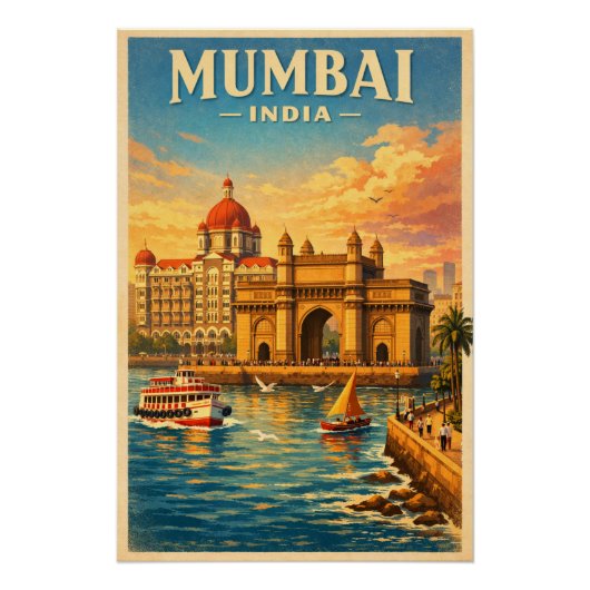 Mumbai, India, in a classic retro ポスター (正面)
