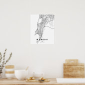 Mumbai Minimalist Map (Black & White) ポスター (キッチン)