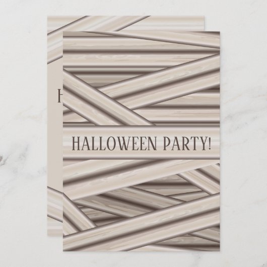 Mummyのストライプ個人用設定ハロウィーン 招待状 (正面/裏面)