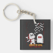 Mummy at Grave Boo Halloween キーホルダー (正面)