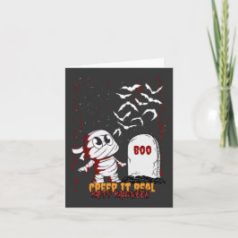 Mummy at Grave Boo Halloween ノートカード