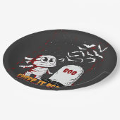 Mummy at Grave Boo Halloween ペーパープレート (アングル)