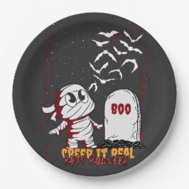 Mummy at Grave Boo Halloween ペーパープレート