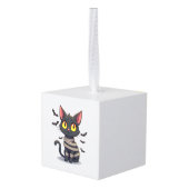 Mummy Cat Kitten Halloween キューブオーナメント (裏面アングル)