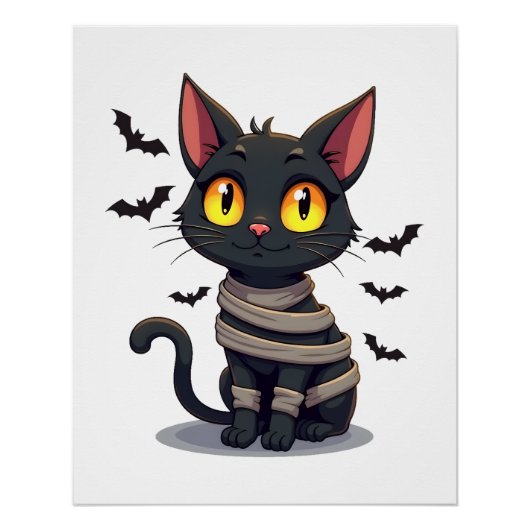 Mummy Cat Kitten Halloween ポスター (正面)