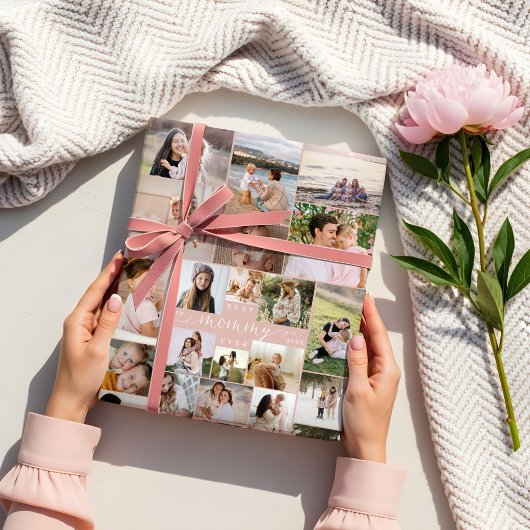 Mummy Ever 最高の Script Mothers Day Photo Collage ラッピングペーパーシート