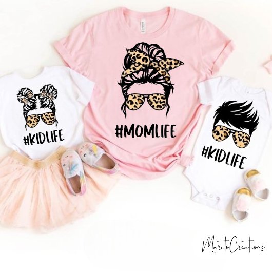Mummy leopard t-shirt to wear with your children tシャツ