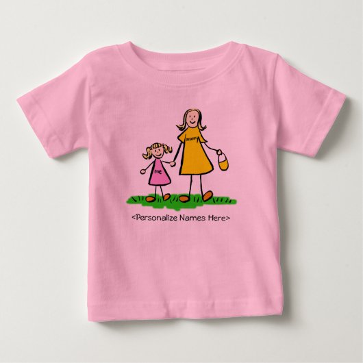Mummy & Me – お母さんと娘のブロンドTシャツ ベビーTシャツ (正面)