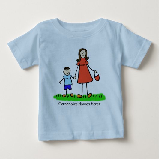 Mummy & Me Boy - Brunettte Mother & Son Shirts ベビーTシャツ (正面)