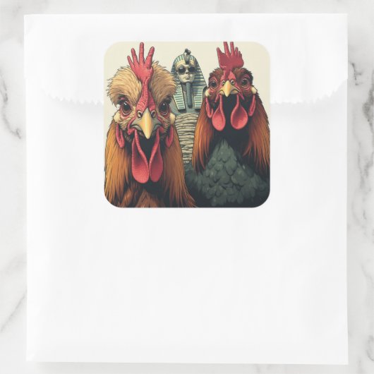 "Mummy Party Selfie" Chessy Chicken Selfies スクエアシール (バッグ)