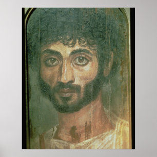 Mummy Portrait of a Man, from Fayum, Romano-Egypti ポスター