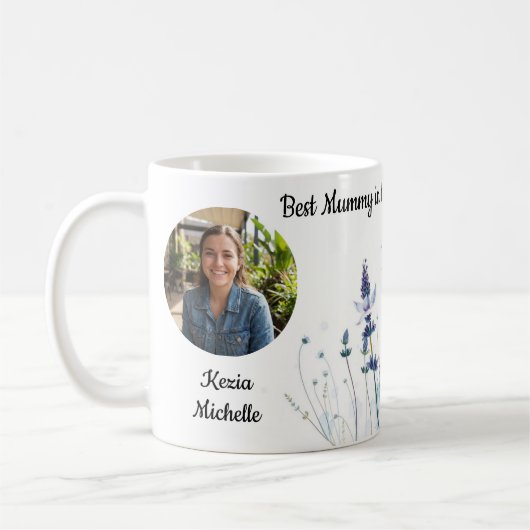 Mummy’s Wildflowers Personalized Birth Month Flowe コーヒーマグカップ (左)
