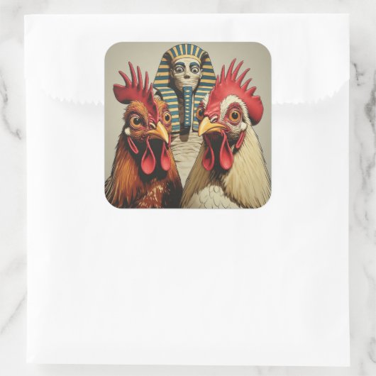 "Mummy Selfie" Chessy Chicken Selfies スクエアシール (バッグ)