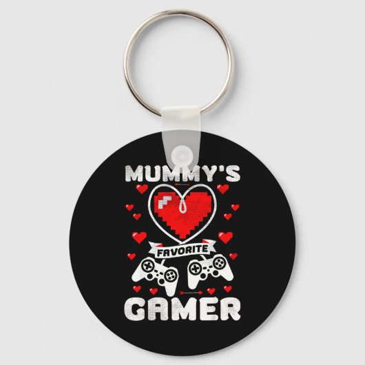 Mummy's Favorite Gamer Funny Boys Kids Valentine's キーホルダー (正面)