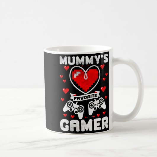 Mummy's Favorite Gamer Funny Boys Kids Valentine's コーヒーマグカップ (右)