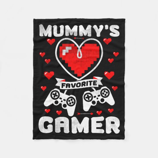 Mummy's Favorite Gamer Funny Boys Kids Valentine's フリースブランケット (正面)
