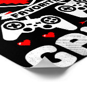 Mummy's Favorite Gamer Funny Boys Kids Valentine's ポスター (角)