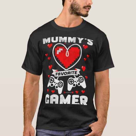 Mummy's Favorite Gamer Funny Boys Kids Valentine's Tシャツ (正面)