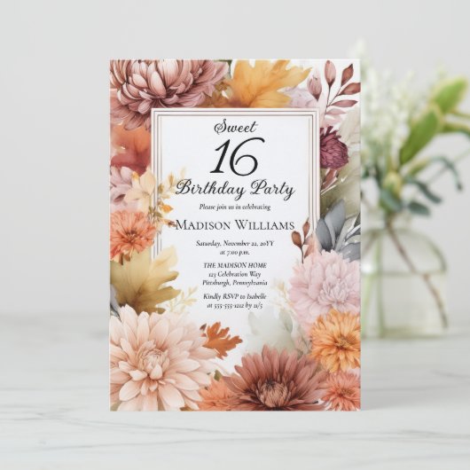 Mums | 牡丹フローラスウィート16バースデーパーティー 招待状 (スタンド正面)