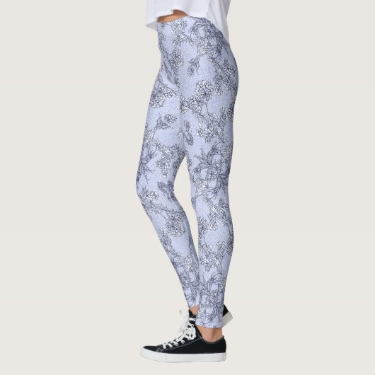 Mums Flower Overlay Lace Art Leggings レギンス (左)