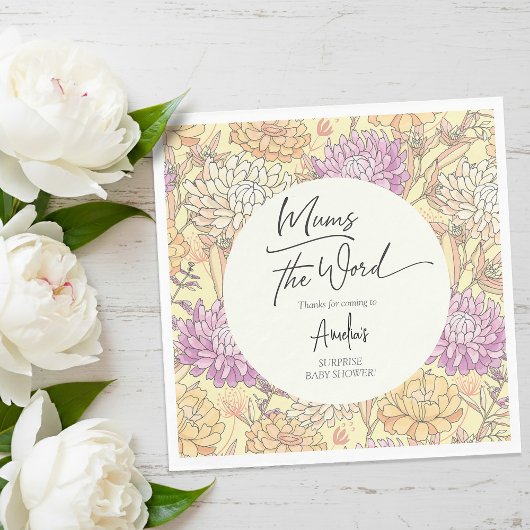 Mums the Word Floral Baby Shower スタンダードランチョンナプキン