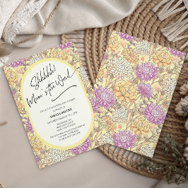 Mum's the Word Floral Surprise Baby Shower 招待状