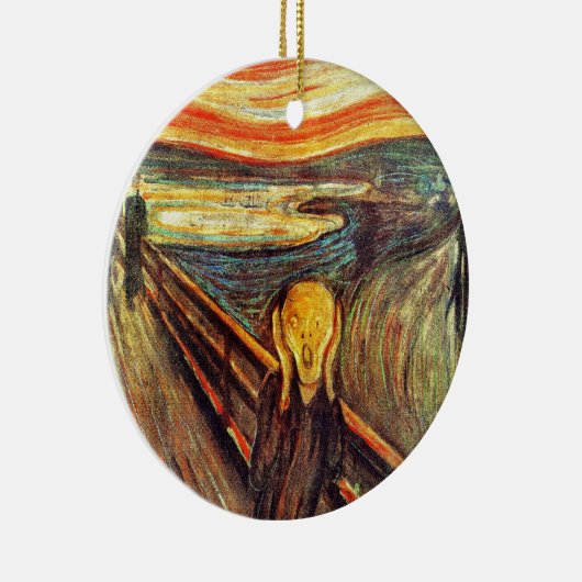 munch ~のわめく人wの赤いオレンジ空によって叫んで下さい セラミックオーナメント (右)