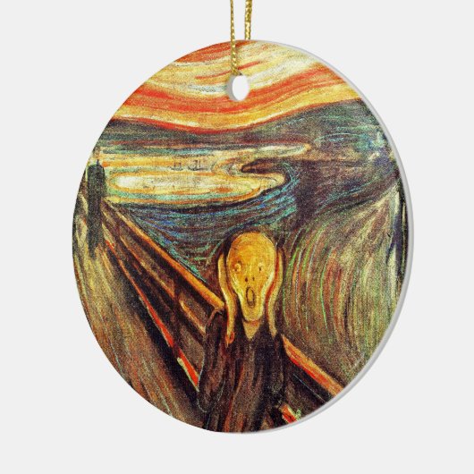 munch ~のわめく人wの赤いオレンジ空によって叫んで下さい セラミックオーナメント (左)