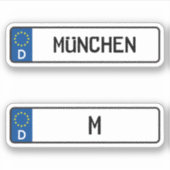 Munchen kennzeichen、ドイツ自動車免許プレート シール (正面)