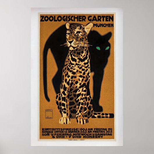 Munchen Zoo - Leopard by Ludwig Holwein  Vintage ポスター (正面)