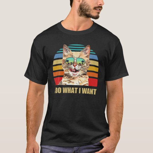 Munchkin Cat I Do I What I Want おもしろい猫好き Tシャツ (正面)