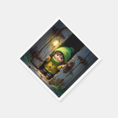 Munchkin Wearing a Knit Hat and Sweater スタンダードカクテルナプキン (角)