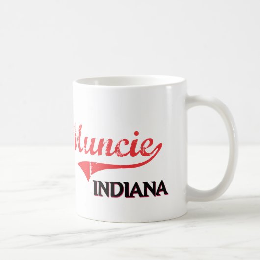 Muncieインディアナ都市クラシック コーヒーマグカップ (右)