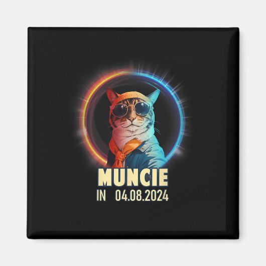 Muncie Indiana Total 太陽の Eclipse 2024 マグネット (正面)